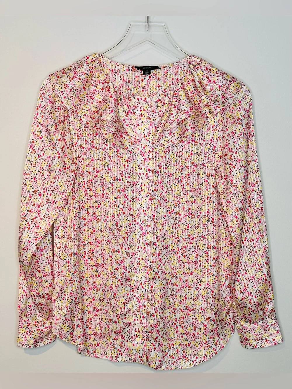 J.Crew Ruffle Field Day Floral Print Ivory Pink Blouse Shirt Top NWT